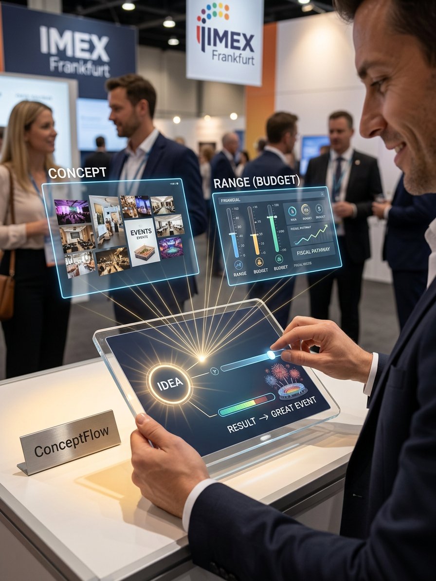 An AI-generated concept from the IMEX Frankfurt audience: an event-design tool turning an idea into a great event