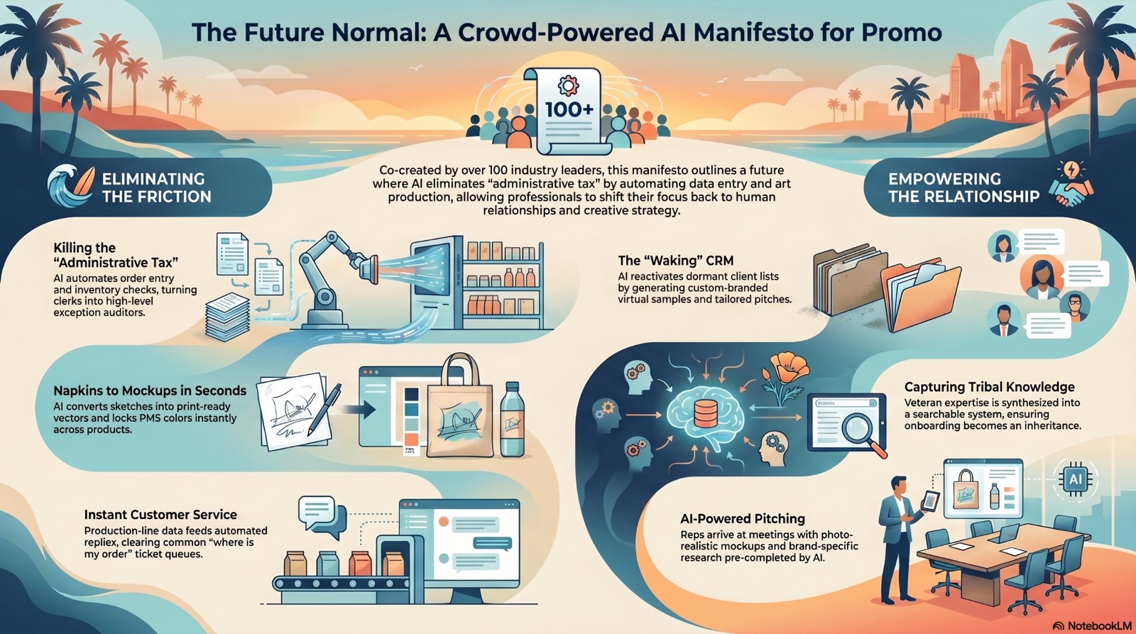 What The Industry Wants From AI – a one-page infographic synthesising the room's ideas at PPAI NALC, San Diego
