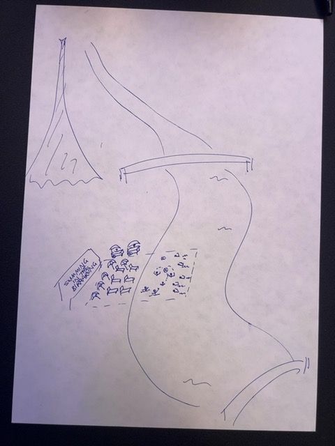 Audience sketch: BirraBaths – floating baths on the Birrarung